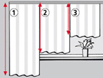 Ausmessen der Höhe bei Vorhängen unter der Decke